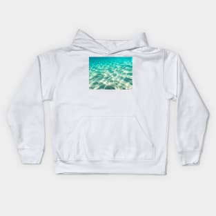 Clear Turquoise Sea Water With Visible Bottom Texture Background Kids Hoodie